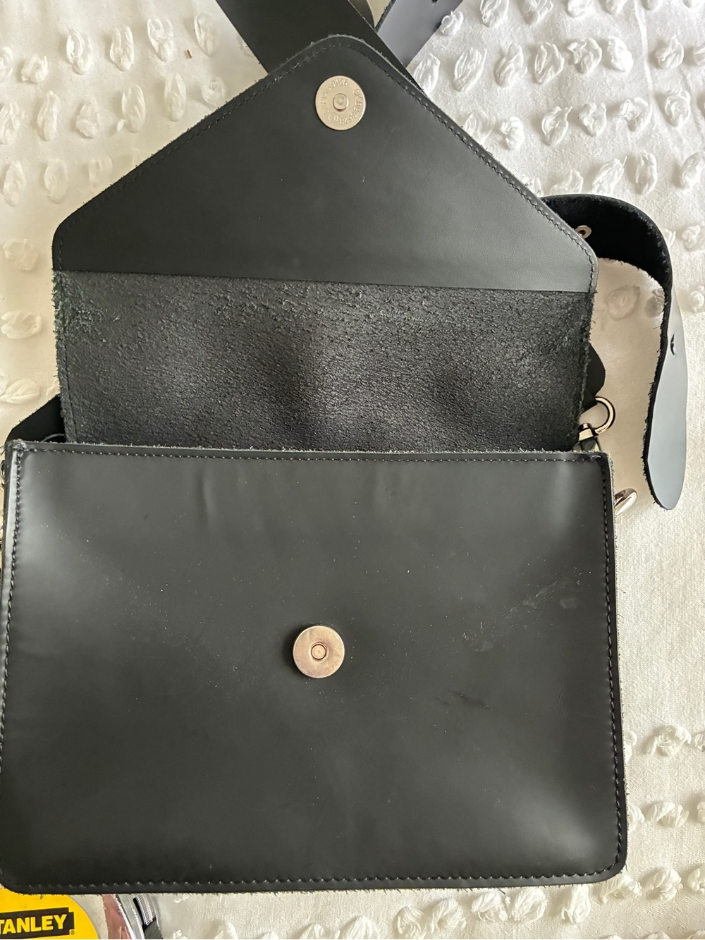 Black Leather Envelope Crossbody Bag - Picture 11 of 11